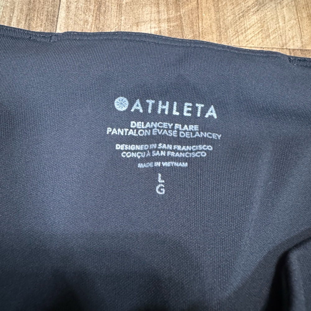 Athleta Delancey Flare Pants Black High Rise Work Travel Workout Trousers, L - Picture 14 of 16